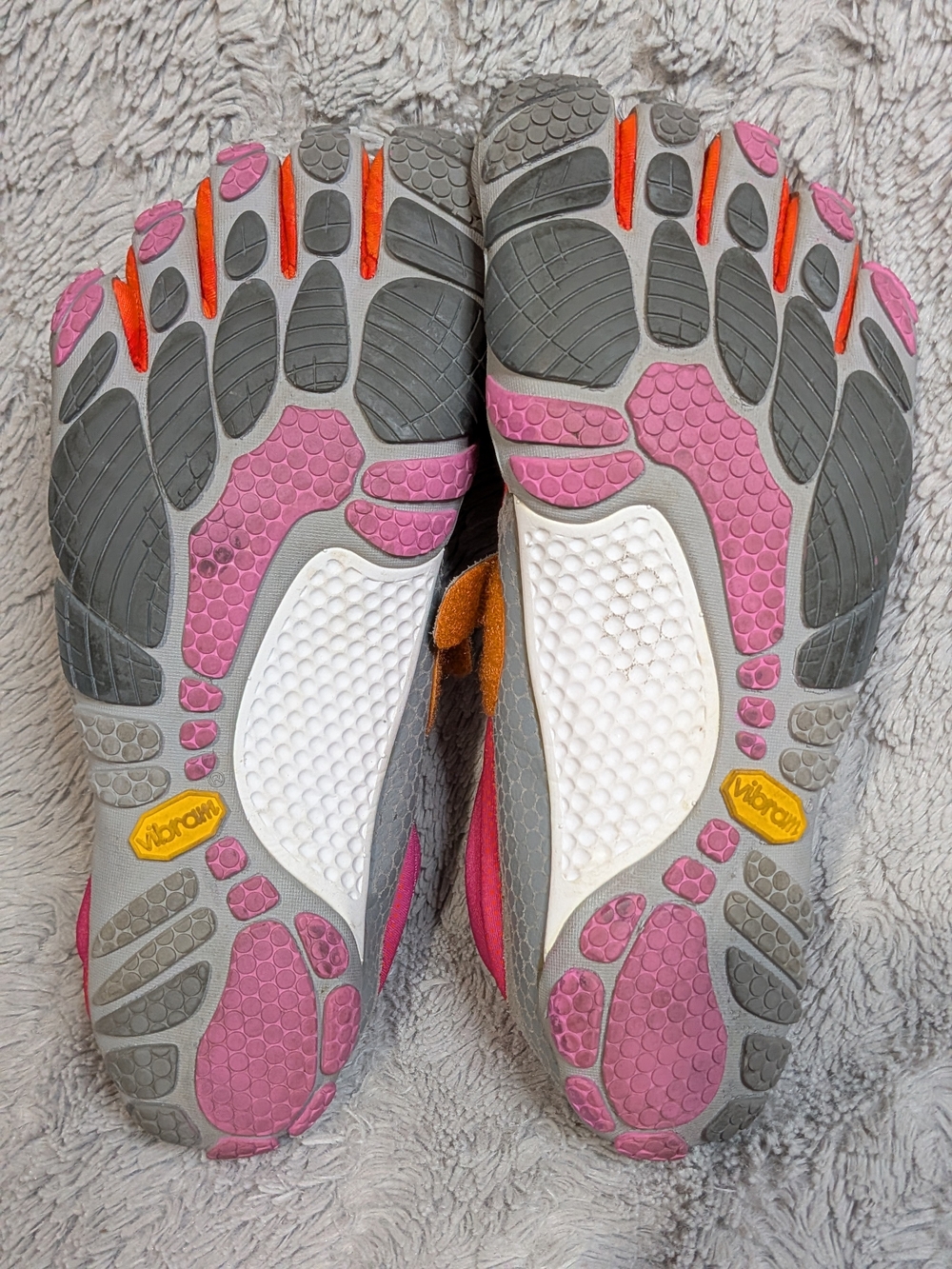 Vibram FiveFingers Pink Orange Gray Strap Minimalist Shoes - Picture 7 of 10